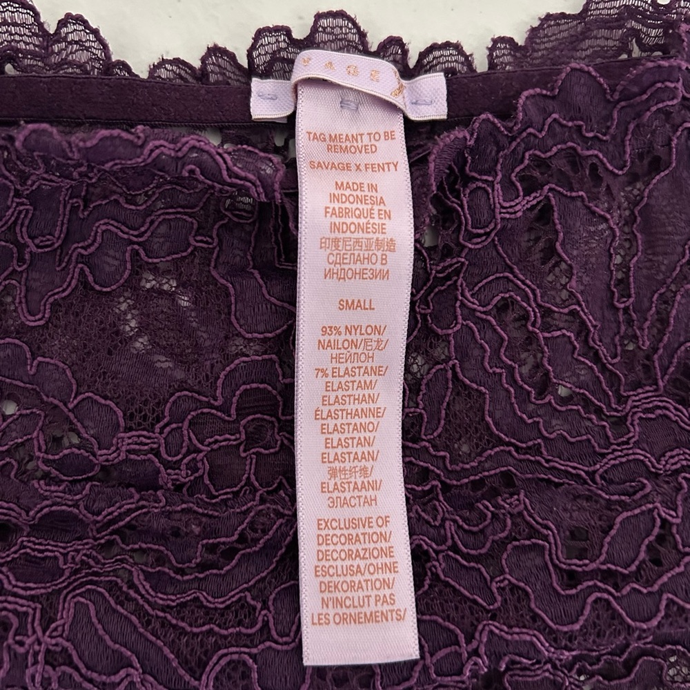 Savage X Fenty Purple Lace Garter Skirt Belt, Size Small - Picture 3 of 3